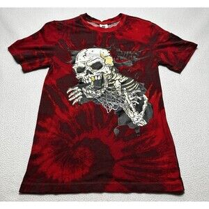 Nike Sportswear Shirt Mens Small Red Tie Dye Skull Skeleton Basketball DR9763